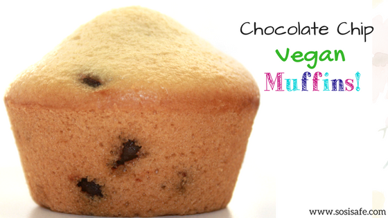 Vegan Chocolate Chip Muffins are dairy free with no peanuts. These are deliciously dense, easy to make and bake!