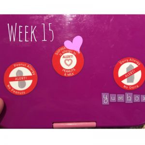 Food Allergy Stickers for lunchboxes using Yumbox containers