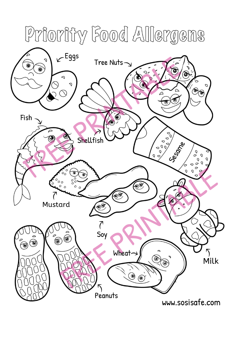 Food Allergy Colouring Page